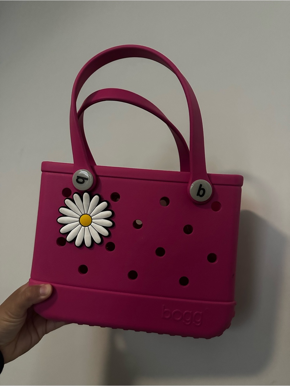 Bitty Bogg Bag Tote in Hot Pink with Daisy Charm - Authentic!